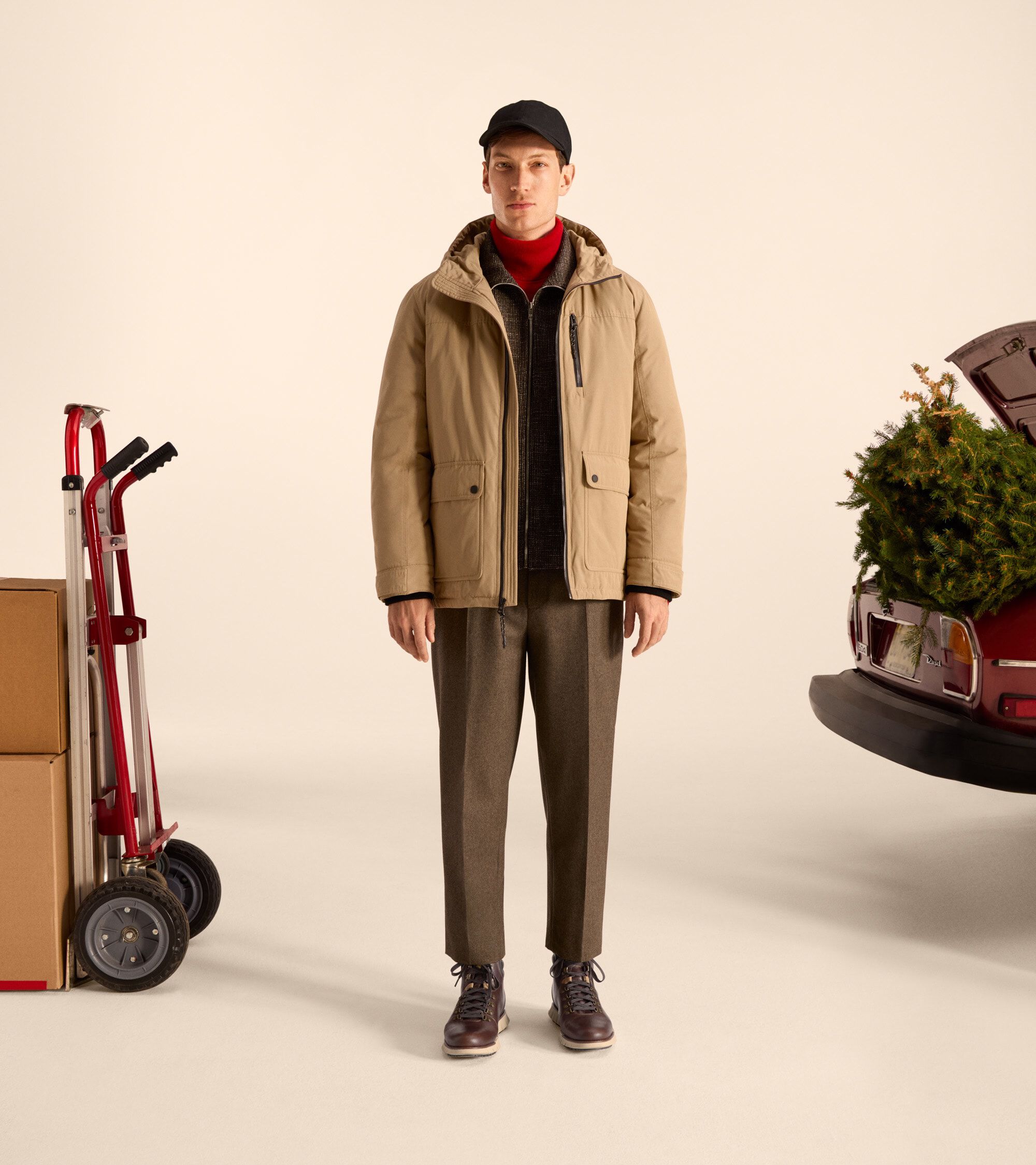 Men s Down Puffer Jacket in Beige Or Khaki Cole Haan